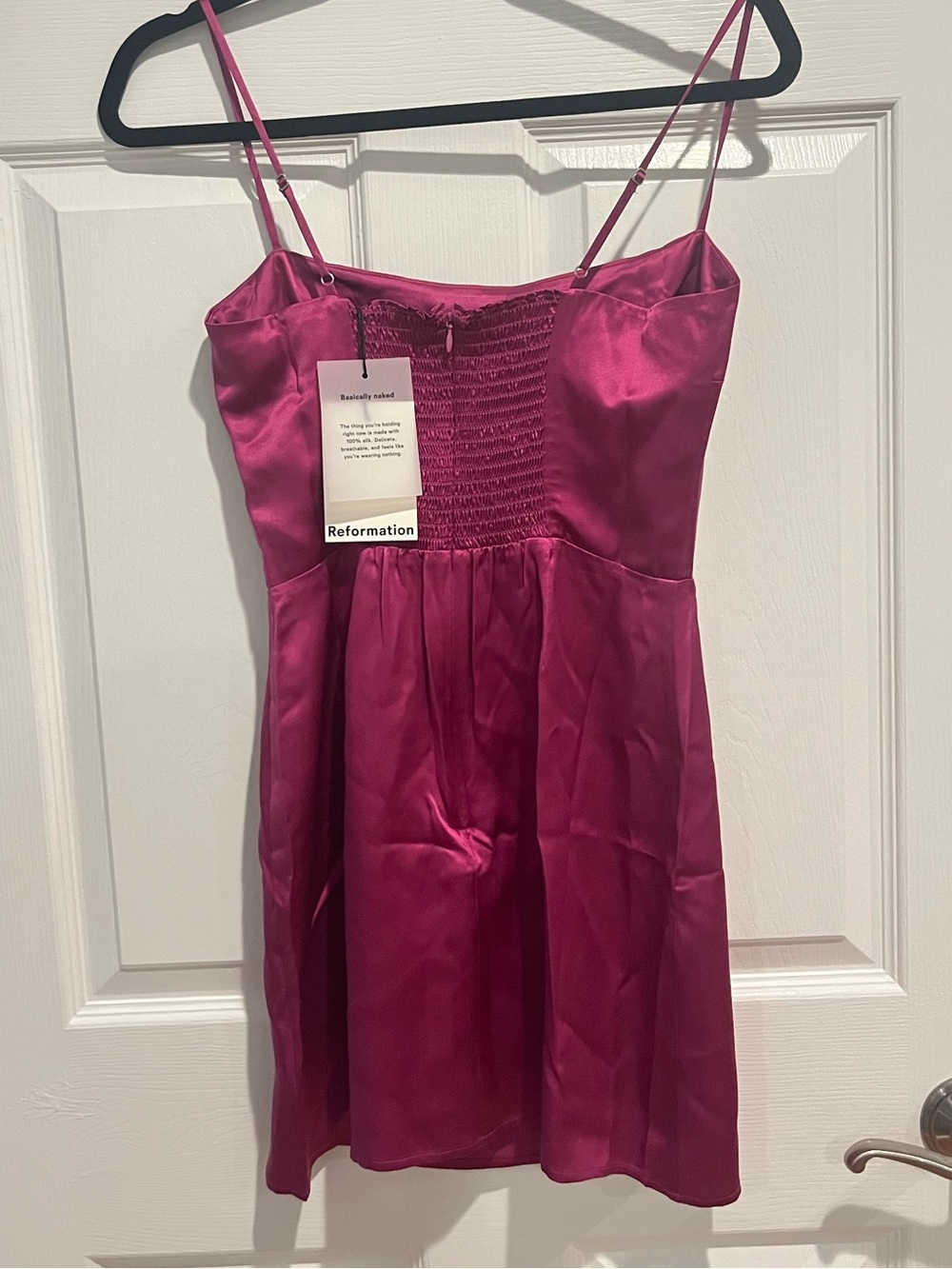 NWT Reformation Frankie Silk Mini Dress Hibiscus Tea - Picture 3 of 5